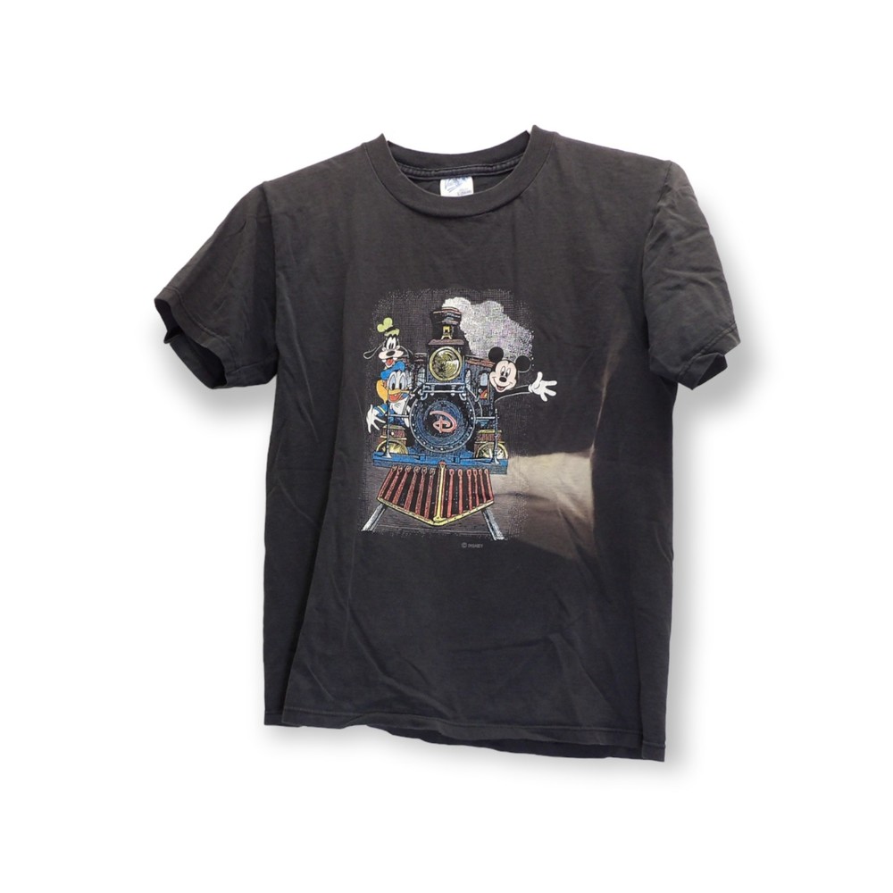 🟢👕👩‍👦Vintage Disney Black Velva Sheen T-Shirt Size Youth L